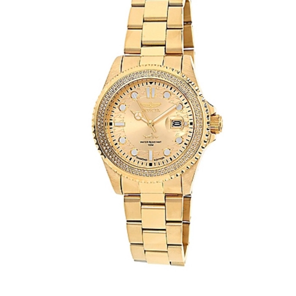 Invicta Pro Diver Diamond Men's 43mm .66 CTW Diamonds Gold Quartz Watch